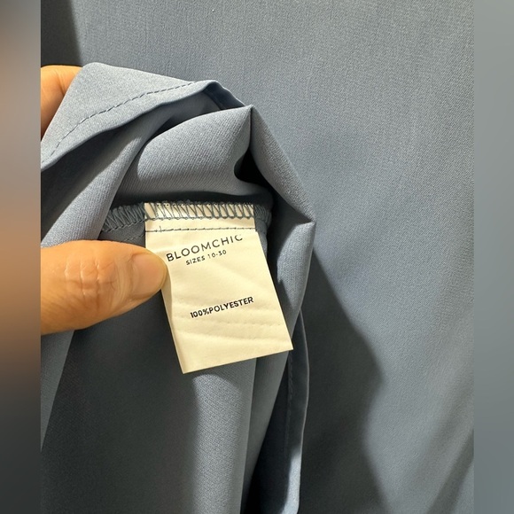 BloomChic Peplum Tops V Neck Keyhole Tie Front Ruffle Short Sleeve Tunic Blouse - Picture 4 of 5